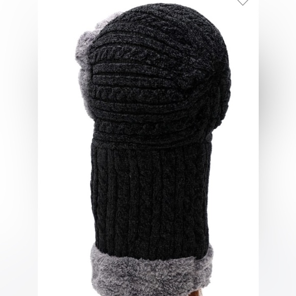 Chenille & Fleece Faux Fur Balaclava Hat Scarf - Picture 3 of 8